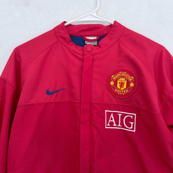 Nike Manchester United Jacket Men S Red Full Zip Windbreaker Line Football Logo - Picture 8 of 14